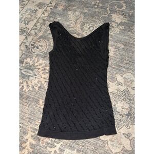 Vintage Y2K Michelle Nicole Knitwear Beaded Tank Top Black